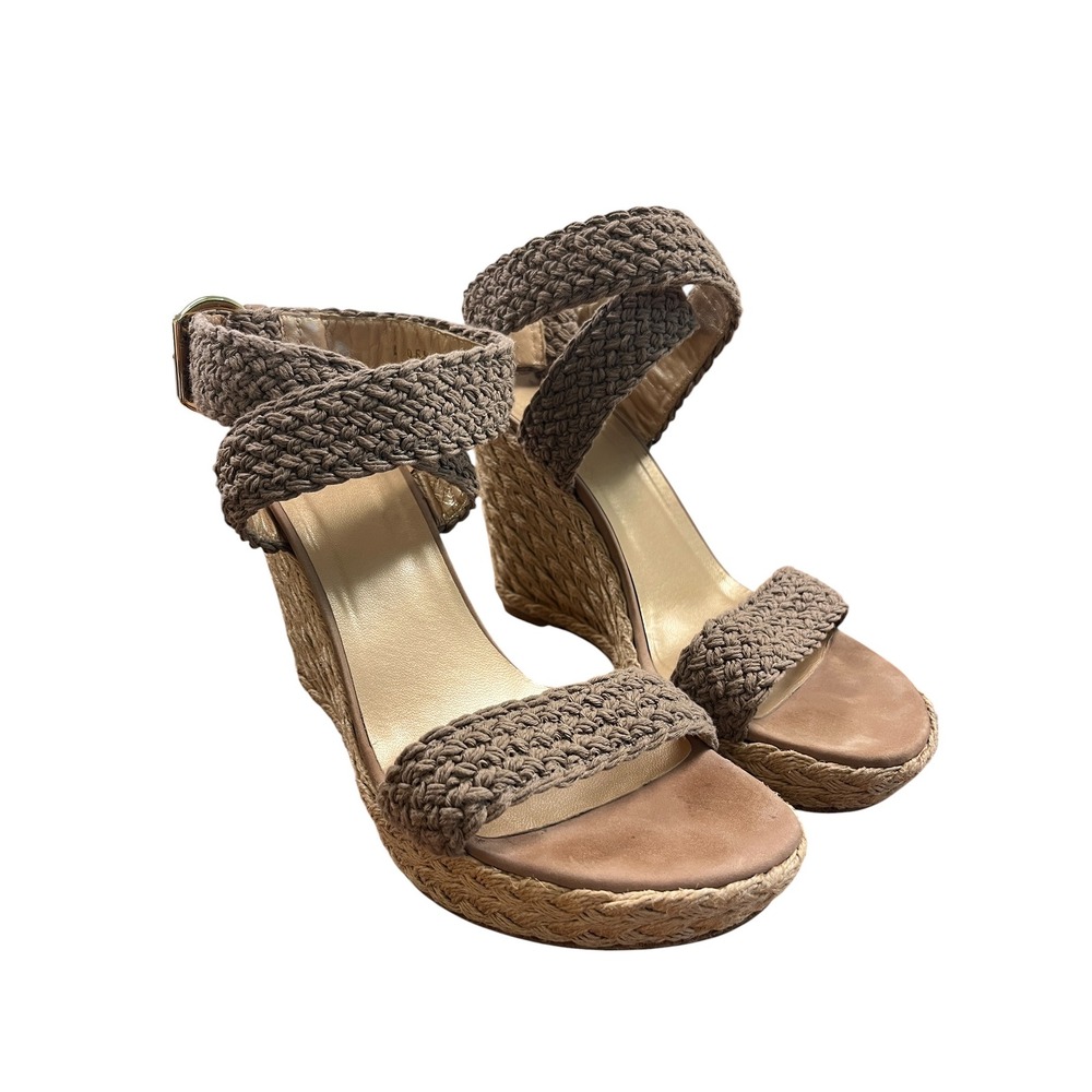 STUART WEITZMAN Alex‎ Crochet Wedge Sandals Sz 10 Tan Espadrille Platform Boho - Picture 13 of 13